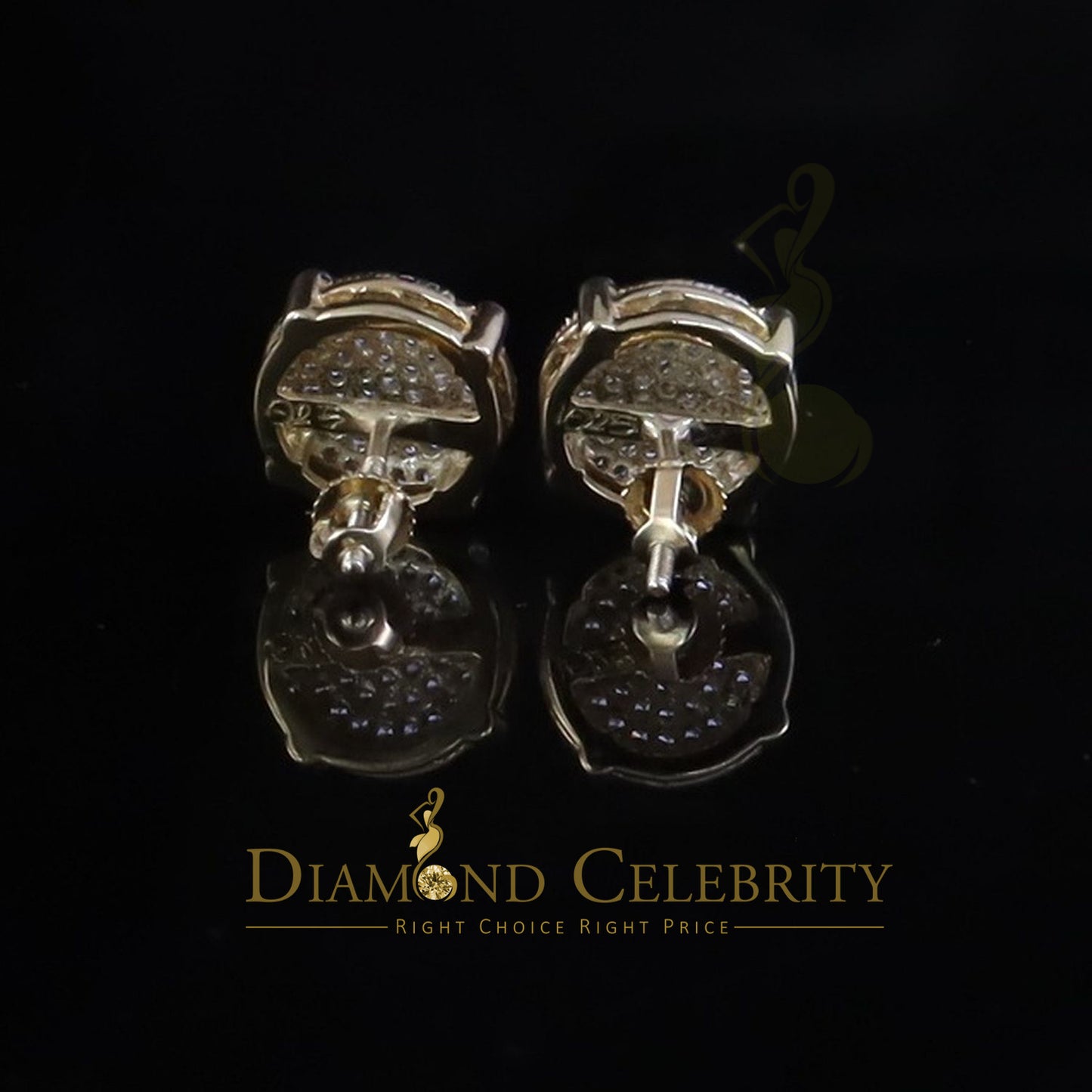 DiamondCelebritees Spark Sterling 925 Yellow Silver 1.06ct Cubic Zirconia Round Men's/Women Earring