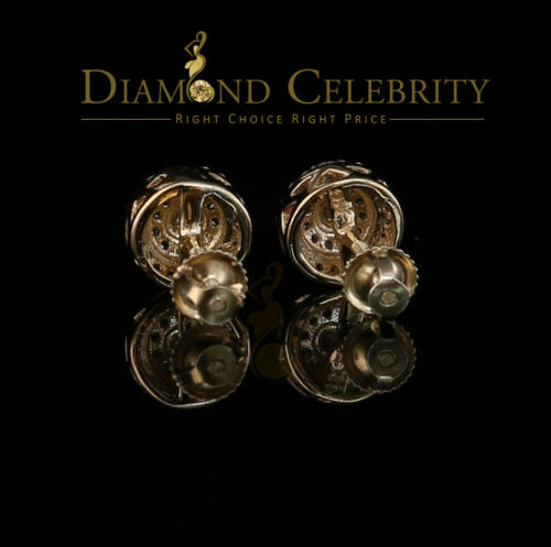 DiamondCelebritees Yellow Sterling Silver 0.78ct Cubic Zirconia Ladies 925 Hip Hop Round Earrings