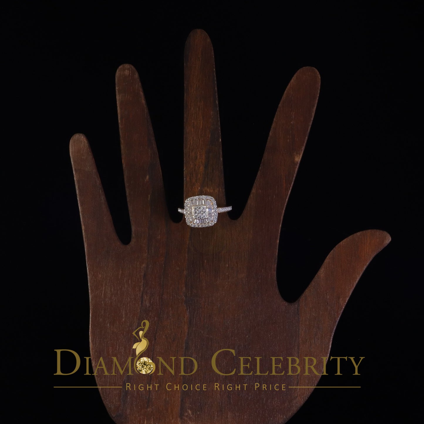 DiamondCelebritees Womens 925 Sterling Yellow Silver 1.00ct VVS 'D' Moissanite Square Rings Size 7