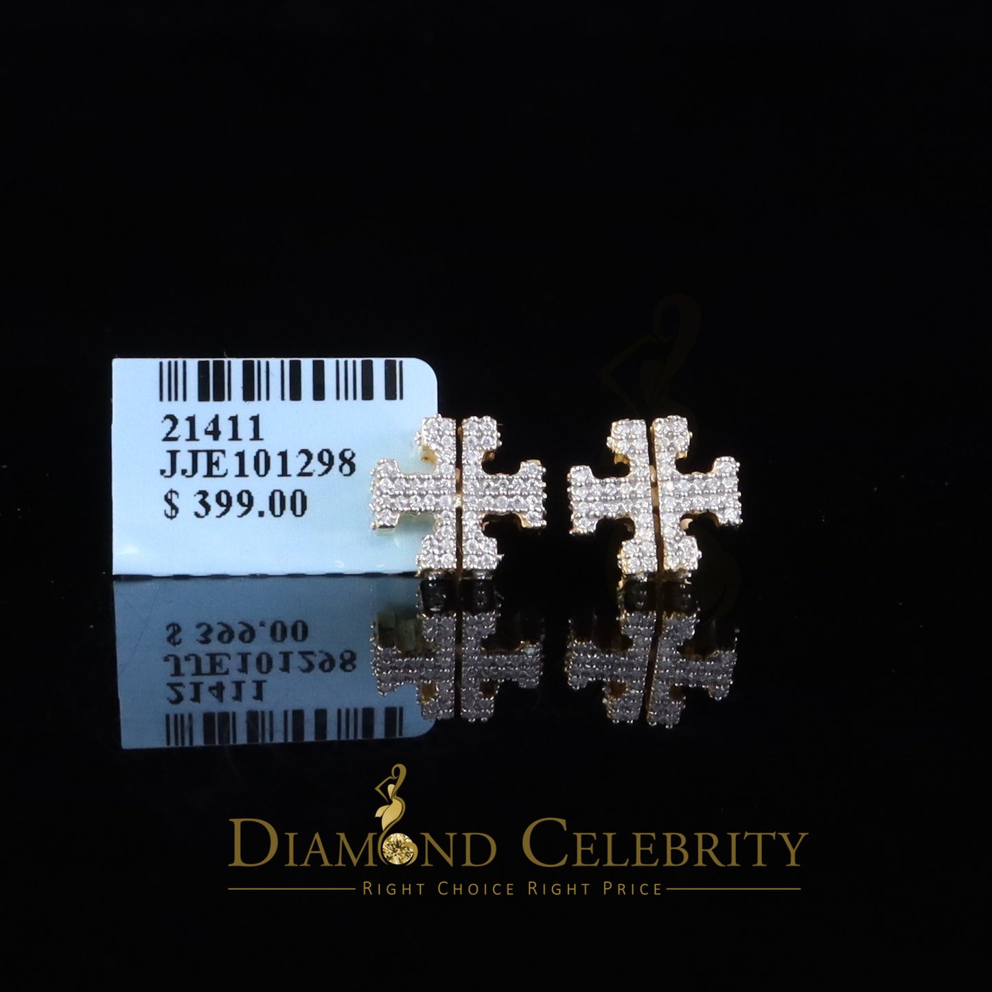 DiamondCelebritees Yellow 925 Silver Moissanite 1.0ct VVS 'D' Men's/Womens Designer Stud Earrings