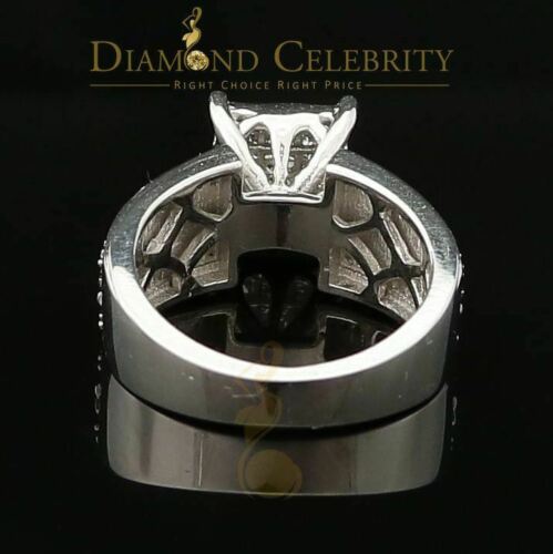 DiamondCelebritees Real Diamond 0.50 CT 925 Silver White Shiny Womens Square Engagement Ring Sz 8