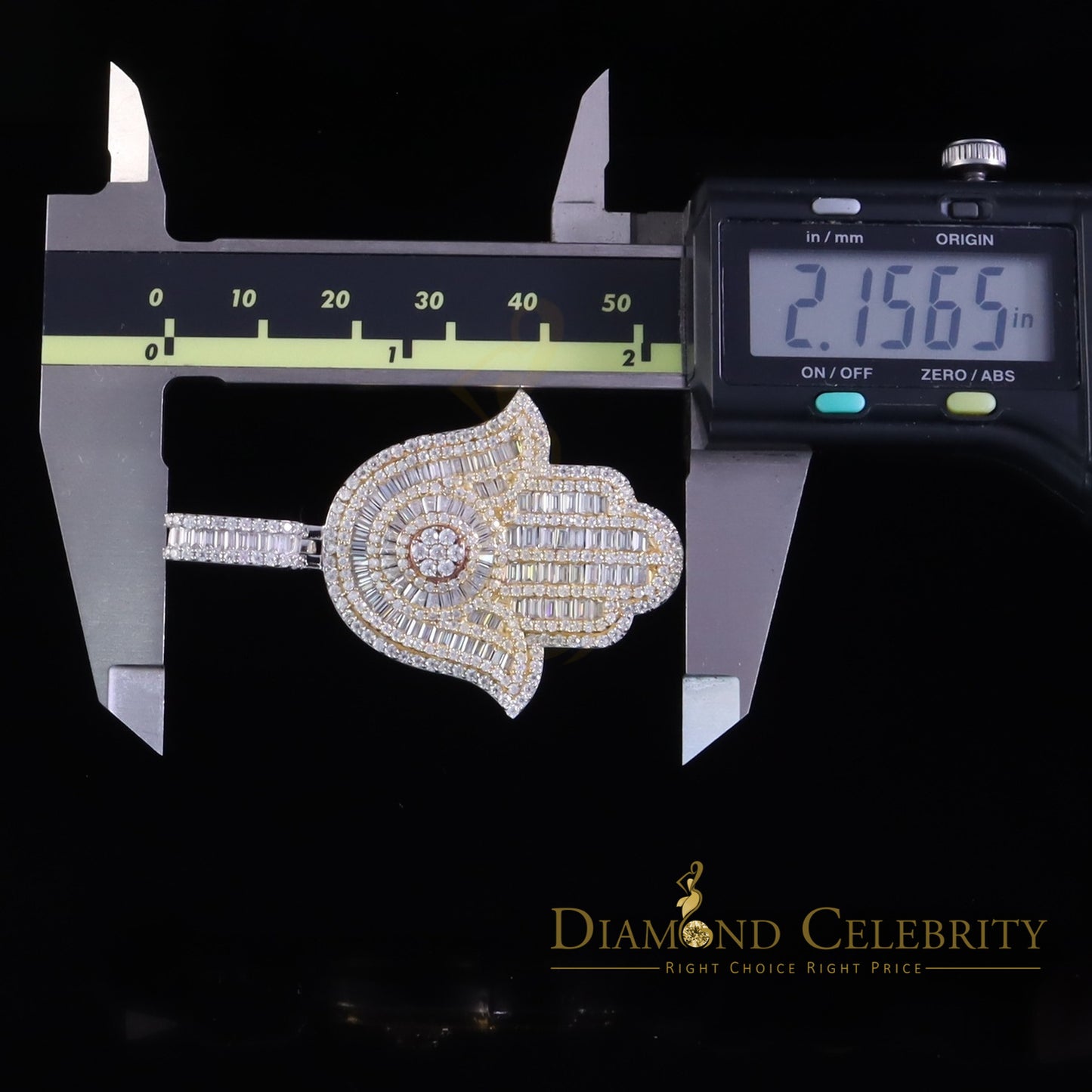 Diamondcelebritees White Sterling Silver Charm Hamsa Pendant 8.0ct VVS D Moissanite Men's & Women's