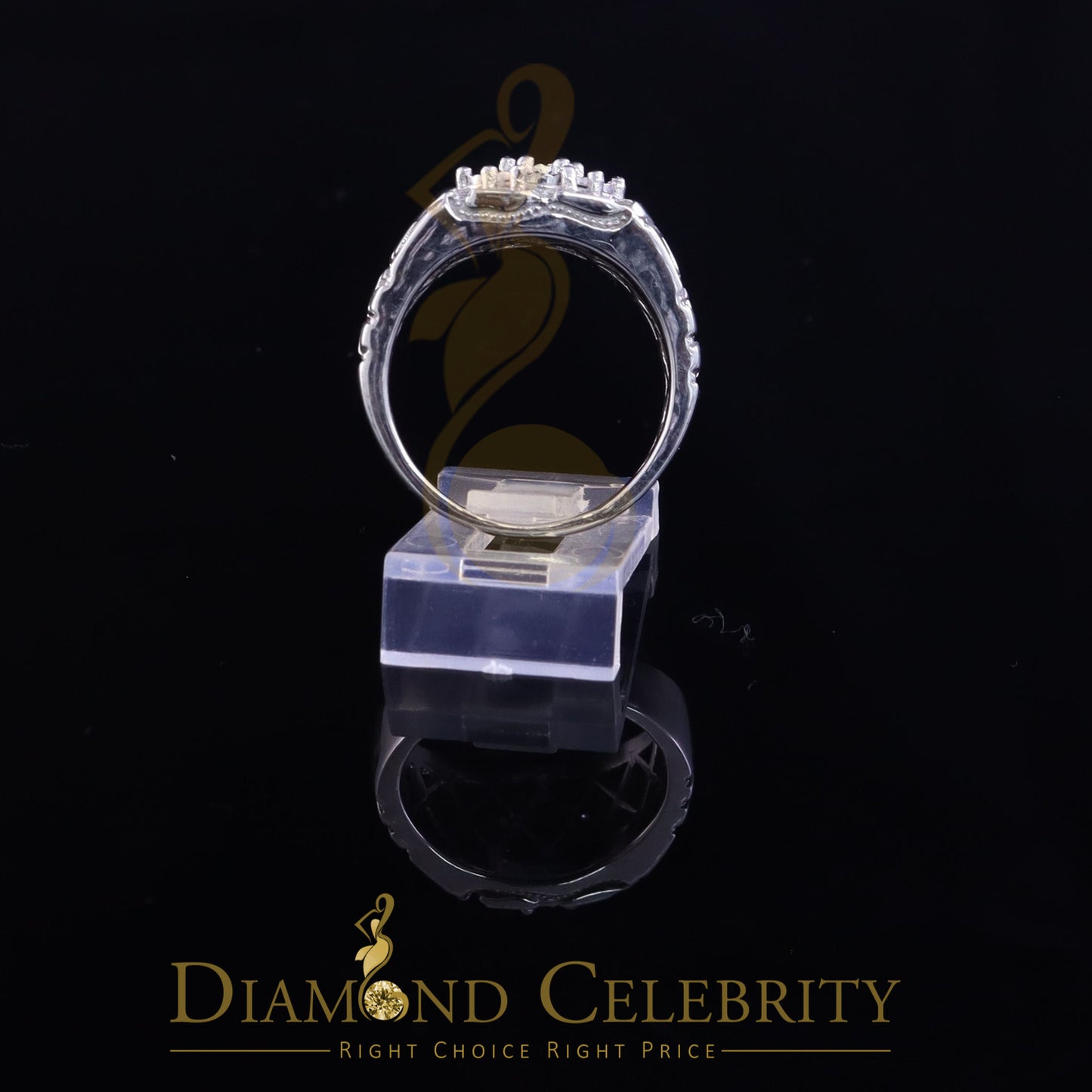 DiamondCelebritees 0.05CT Real Diamond 925 Sterling White Silver Fashion Flower Womens Ring Size 9