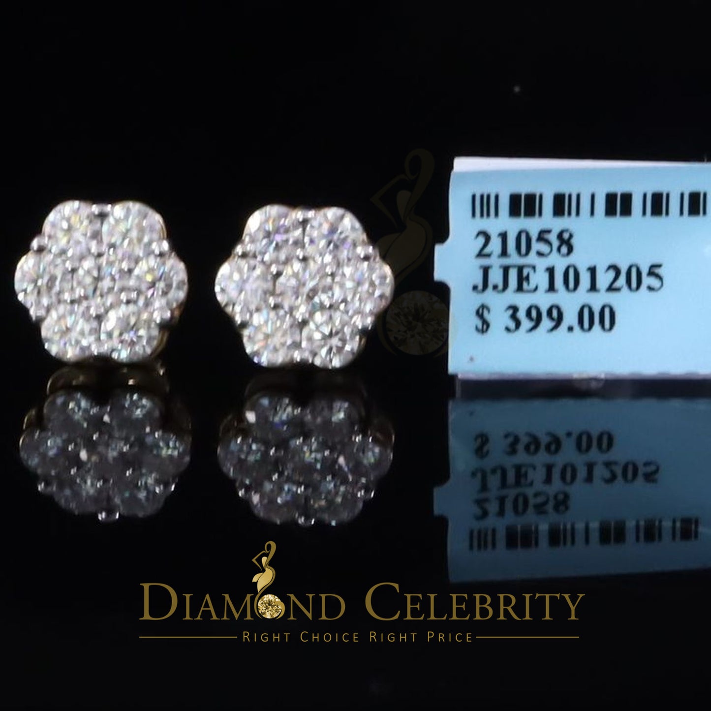 DiamondCelebritees Womens 925 Silver Yellow 2.25ct VVS 'D' Moissanite flower Stud Earrings