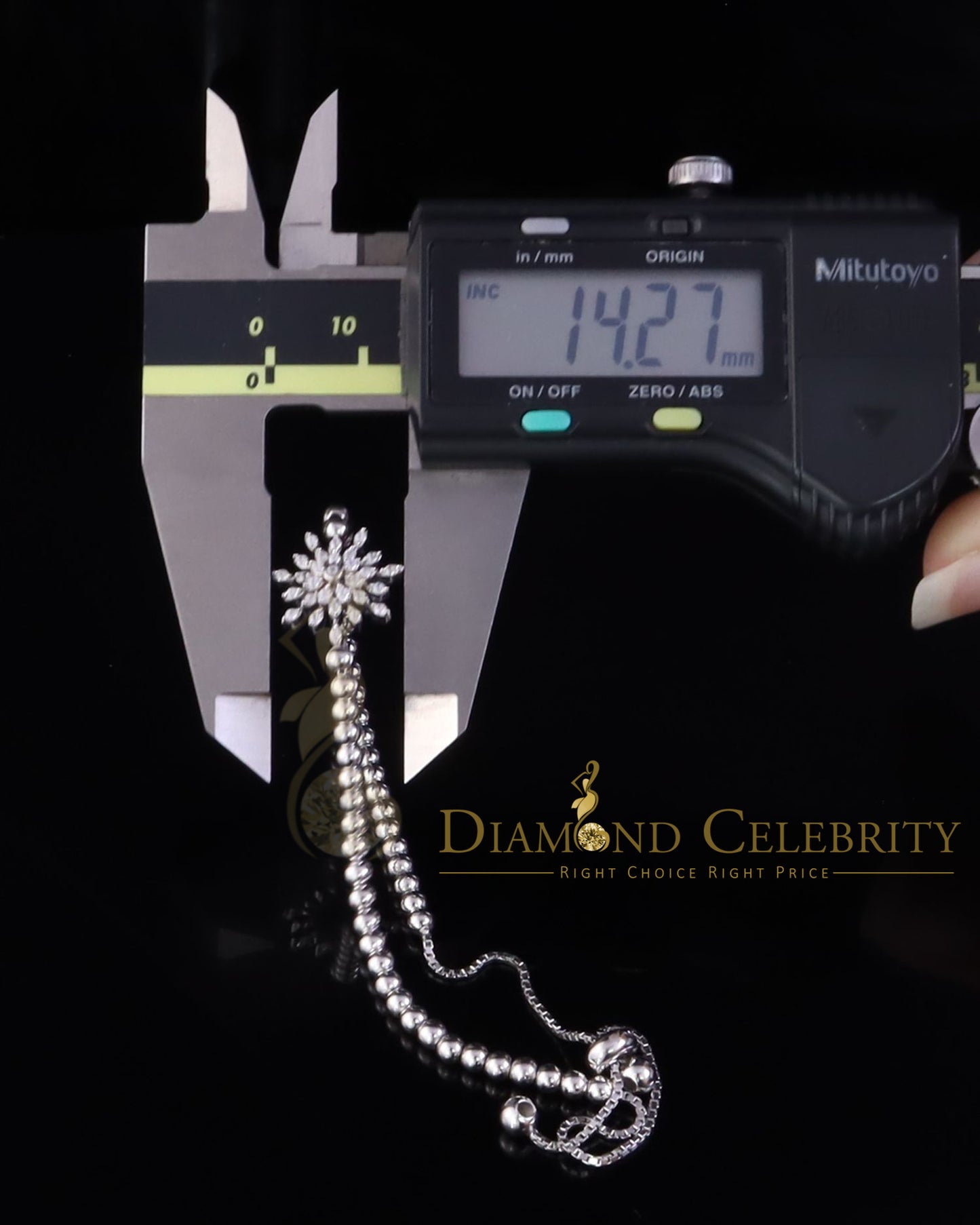 Diamondcelebritees 925 Sterling Silver Sparkling White Bracelet Cubic Zirconia Adjustable SZ 7 Inch