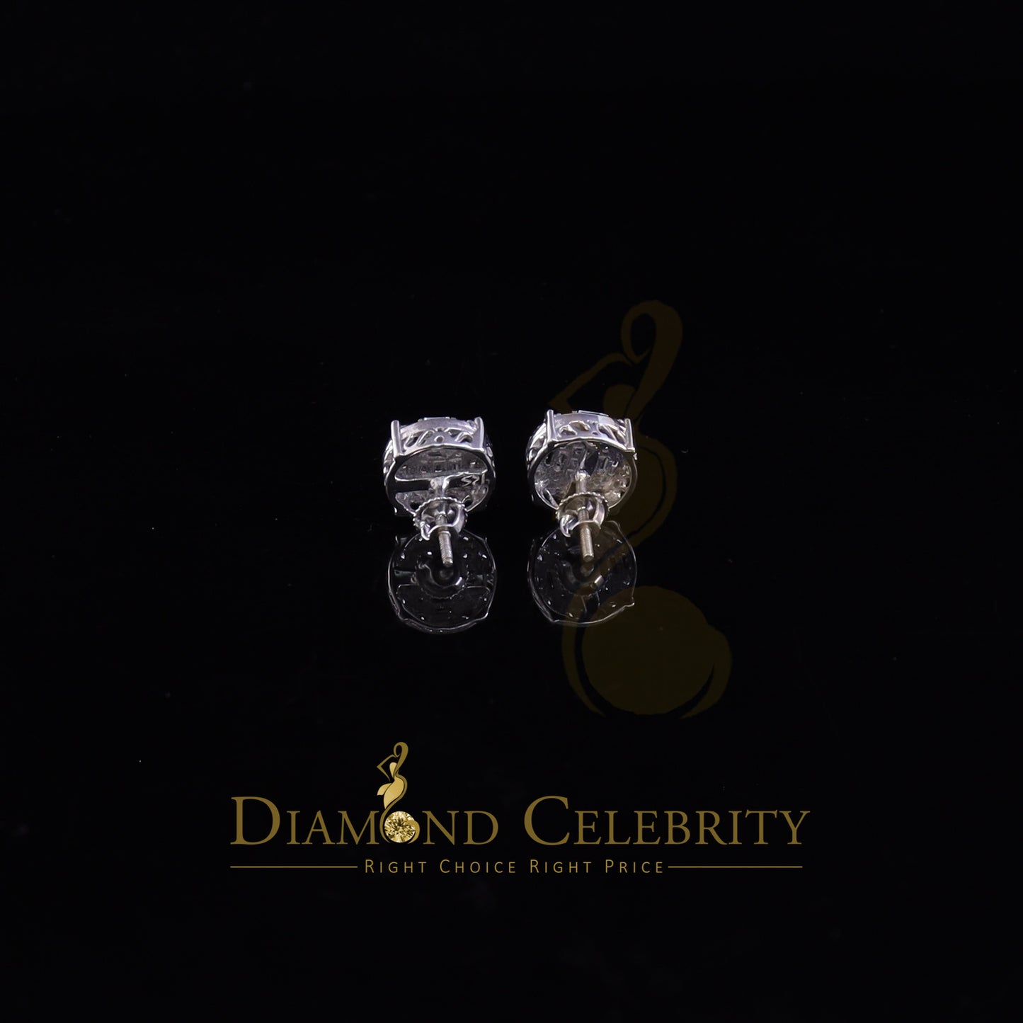 DiamondCelebritees 925 Silver Real 1.02ct Cubic Zirconia Round White Earrings For Men's & Women's