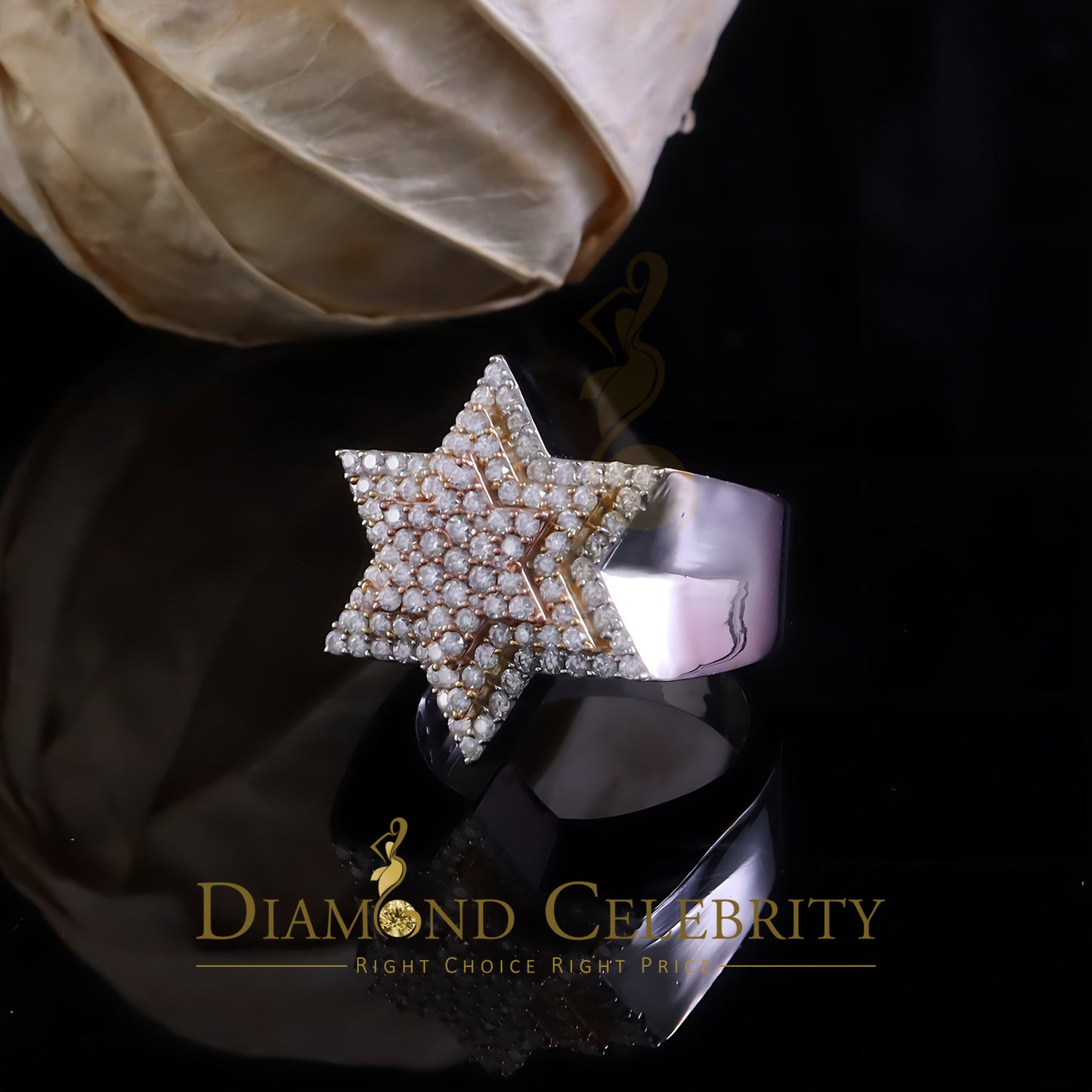 DiamondCelebritees 2.50ct VVS 'D' Moissanite White Men's Six Pointed Star of David Silver Ring Sz9