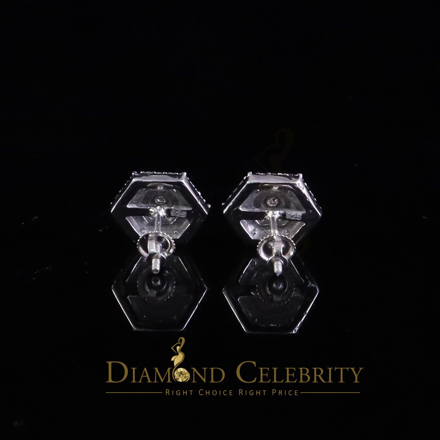 Diamondcelebritees 1.0ct VVS 'D' Moissanite Men's/Women's 925 Silver White Hexogonal Stud Earrings