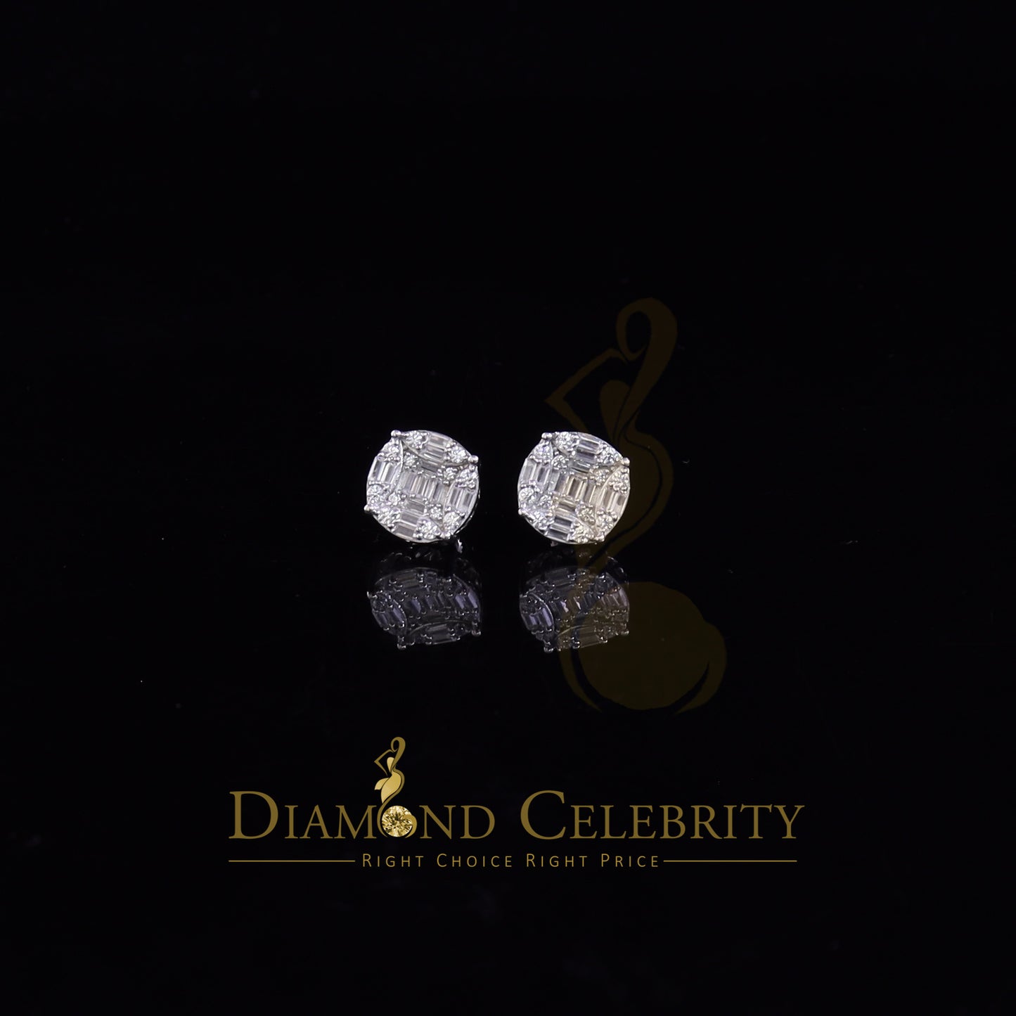 DiamondCelebritees 925 Silver Real 1.02ct Cubic Zirconia Round White Earrings For Men's & Women's