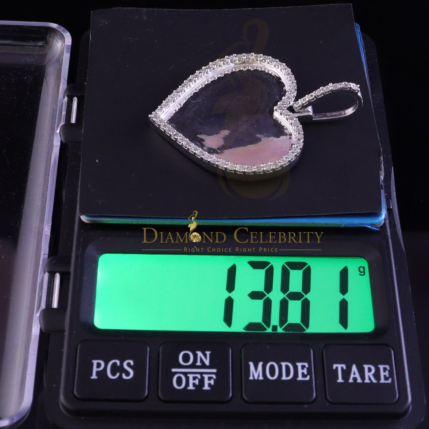 DiamondCelebritees Real 0.33ct Diamond 925 Sterling Silver "1.50" Heart PICTURE Charm White Pendant