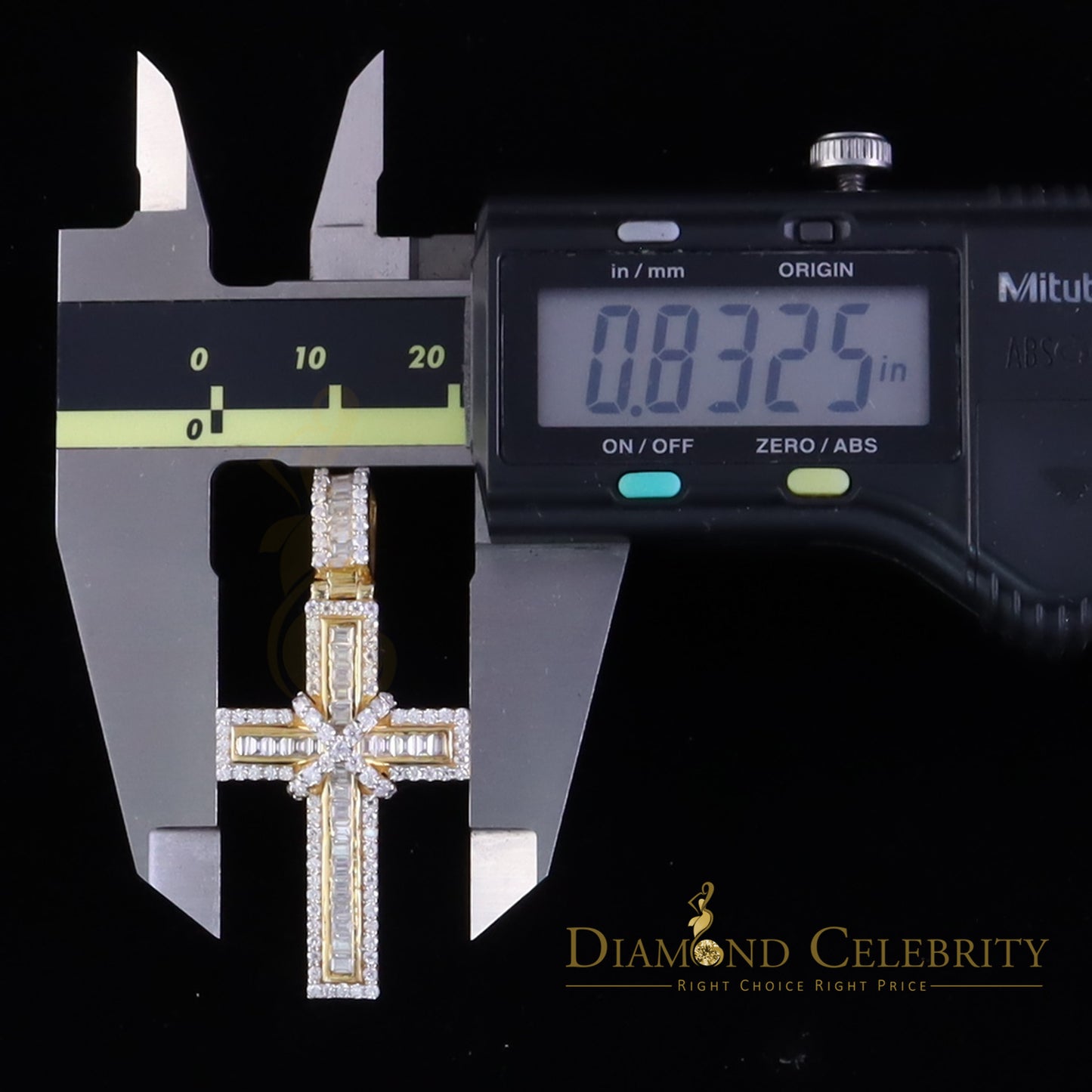 Diamondcelebritees Women's Yellow 925 Silver 2.0ct VVS D Clr Moissanite Baguette Cross Men Pendant