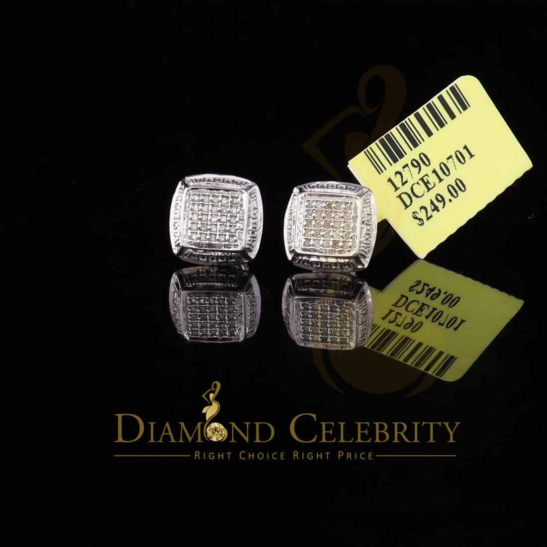 DiamondCelebritees 925 Sterling Silver Hip Hop Men's & Women's 0.15ct Real Diamonds White Earrings