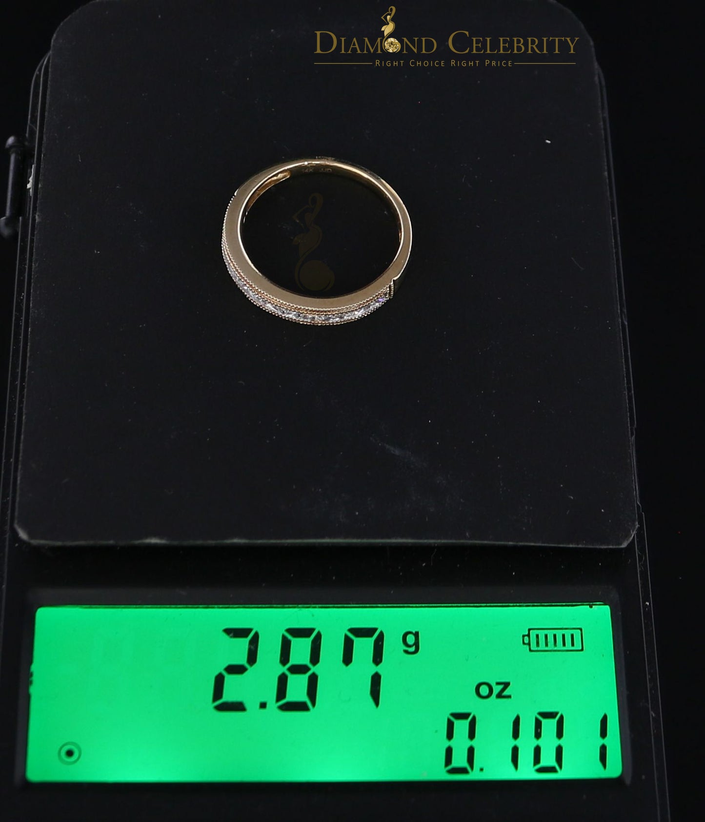 DiamondCelebritees 14KT Real Yellow Gold with 0.20CT Real Diamond Round Shape Womens Ring Size 7
