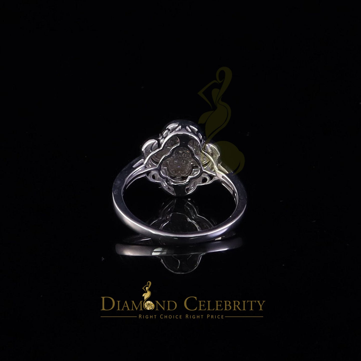 DiamondCelebritees 1.50ctVVS D Silver Moissanite Clover Shape Ring925Silver Size8 for Men's/Women's