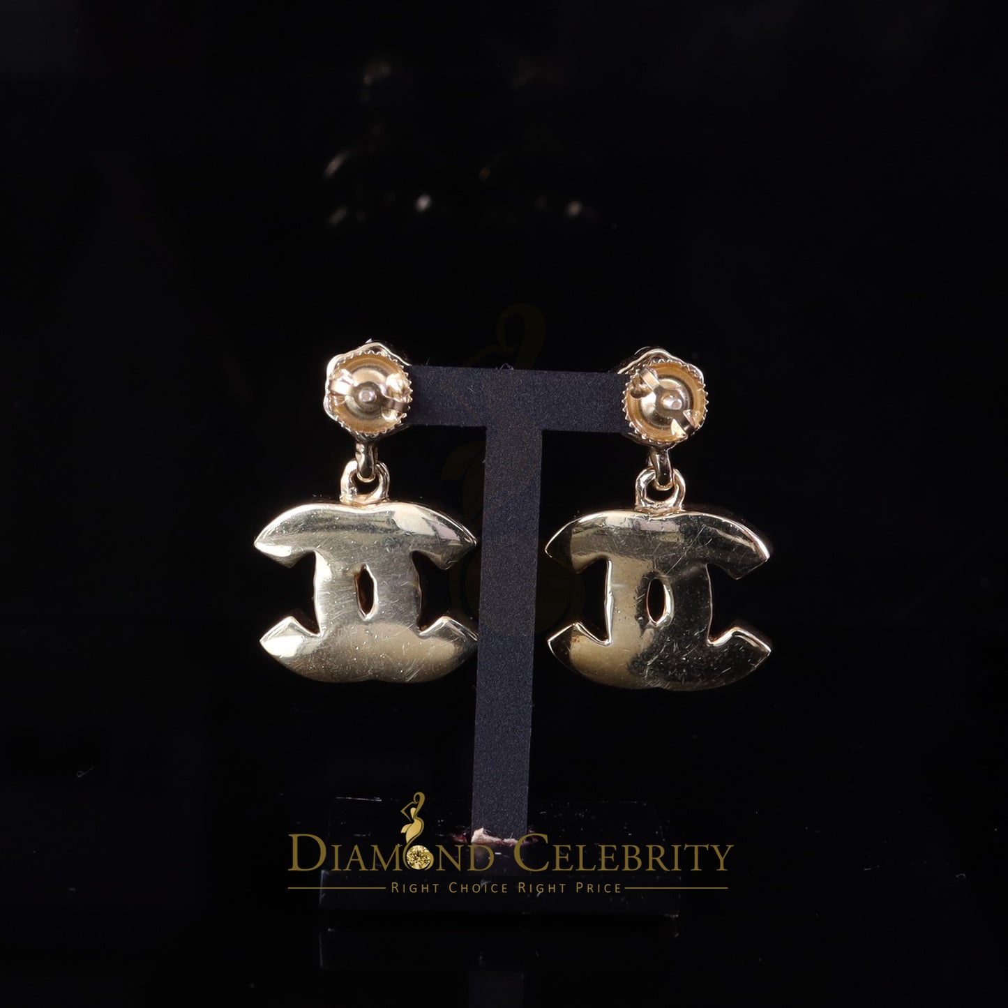 DiamondCelebritees Mens/Womens 925 Silver Yellow 1.00ct VVS 'D' Moissanite Chanel stud Earrings