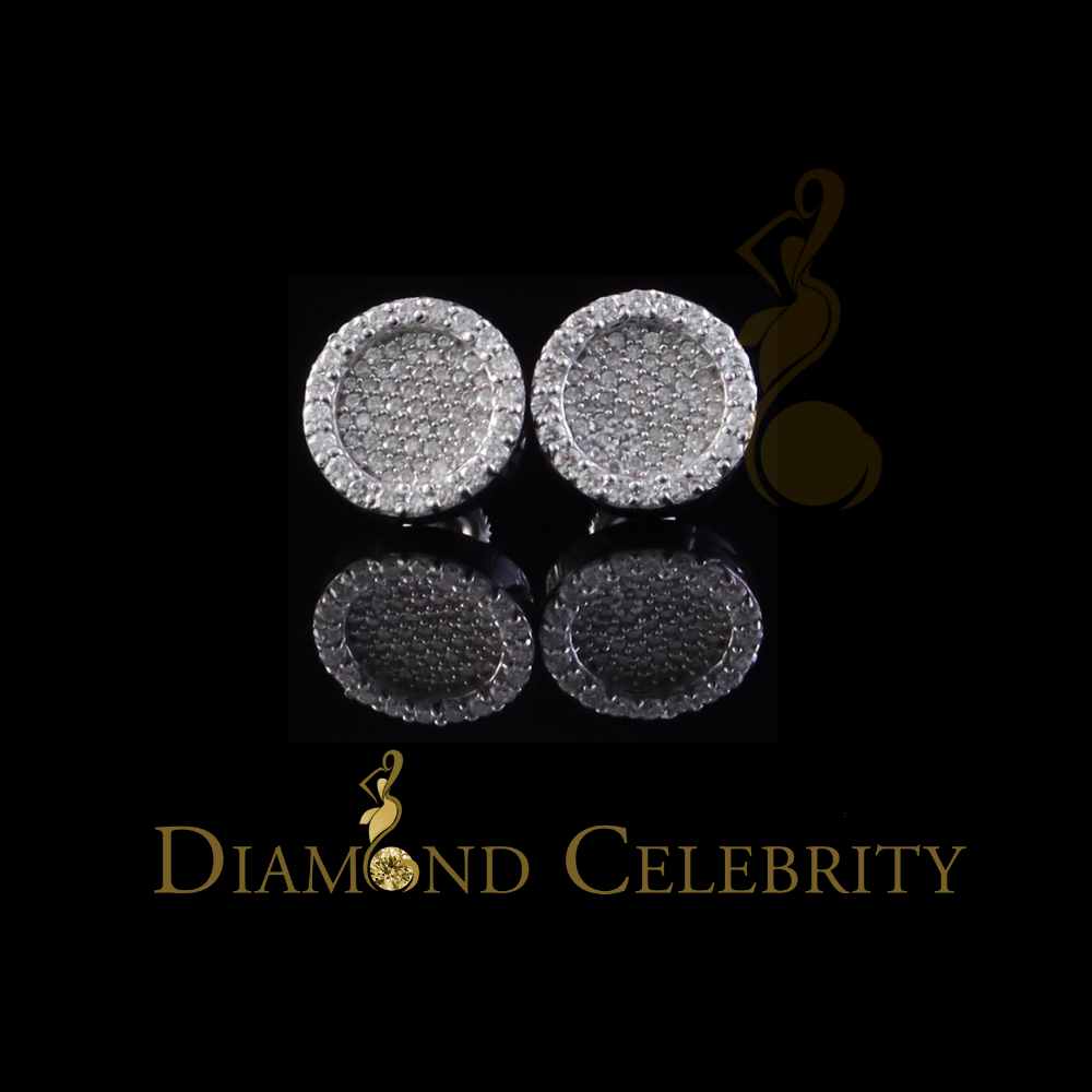Diamondcelebritees 925 White Silver 1.00ct VVS 'D' Moissanite Round Stud Earring Men's/Womens