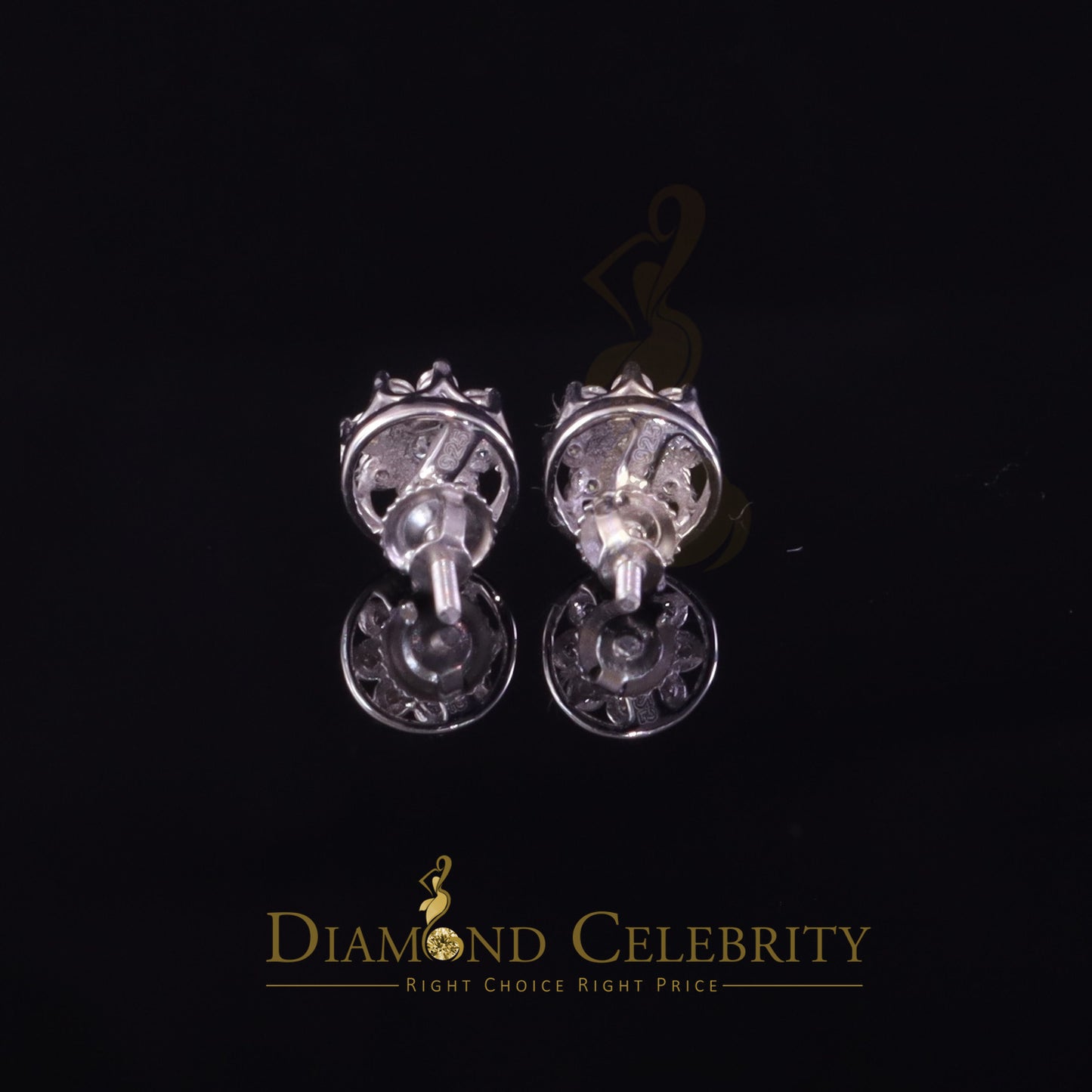 Diamondcelebritees 925 Silver White 0.50ct VVS 'D' Moissanite Round Stud Earrings Men's/Womens