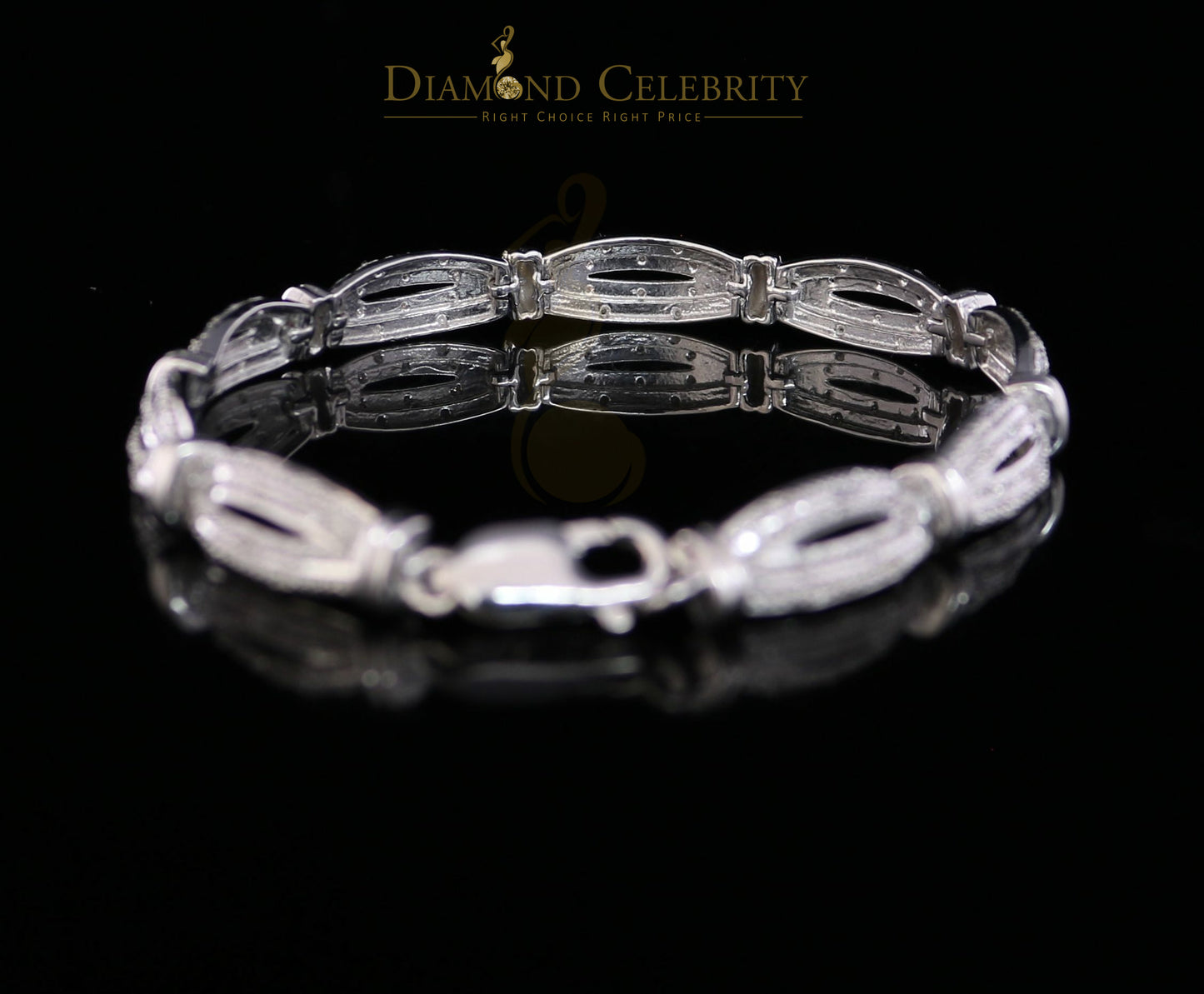 Diamondcelebritees 925 Silver Ladies White 0.20CT Genuine Diamonds Exotic Design Bracelete Size 7''