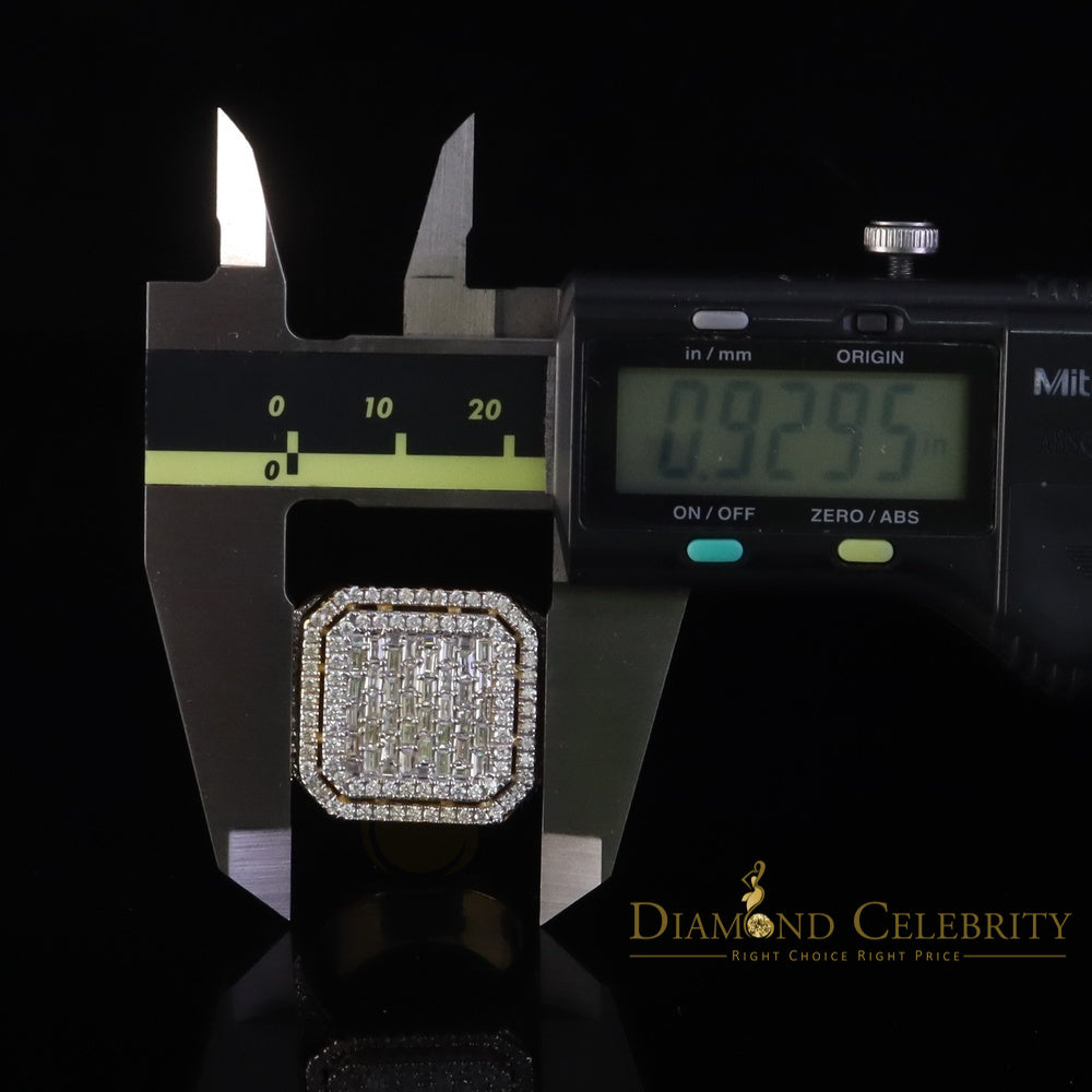 DiamondCelebritees Men's 925 Sterling Silver 6.50ct VVS 'D' Moissanite Square Yellow Rings SZ 10