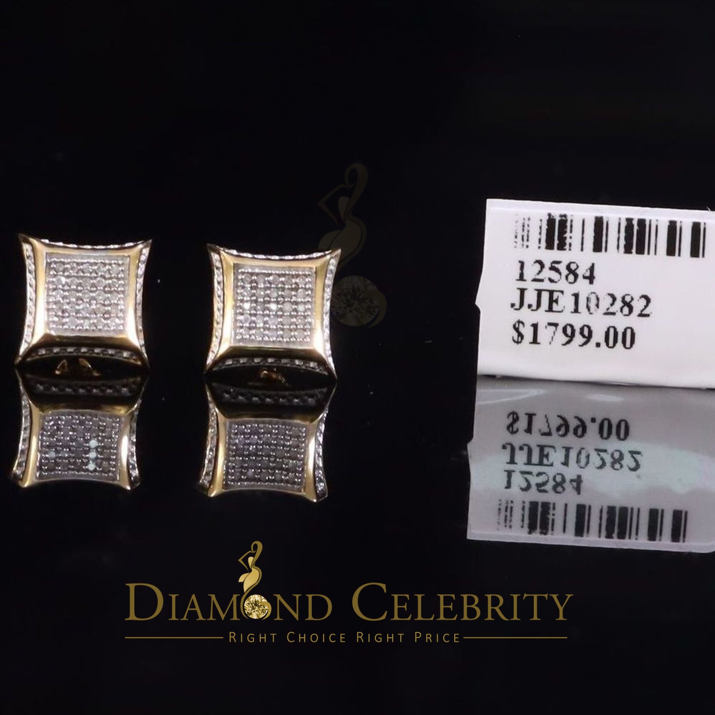 DiamondCelebritees10K Yellow Real Gold Stud Earring with Real 0.20ct Diamond earrings