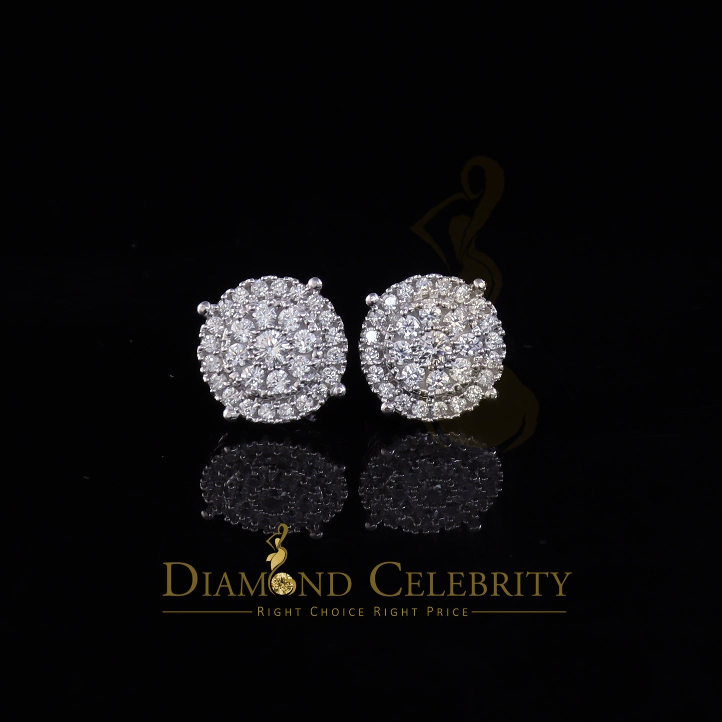 DiamondCelebritees 925 Sterling White Silver 2.82ct Cubic Zirconia Round Women's Stud Earrings