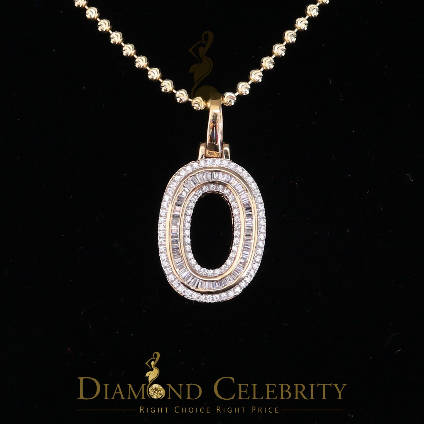 DiamondCelebritees Yellow Bugutte Initial All Alphabet Sterling Silver Pendant with Cubic Zirconia