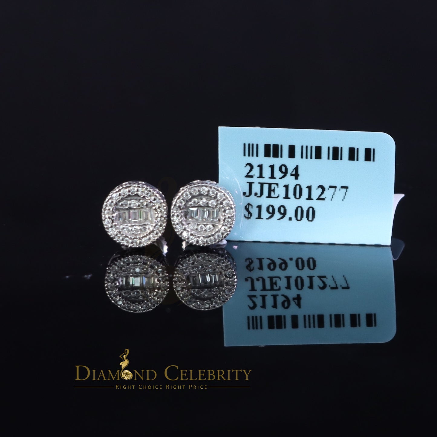 Diamondcelebritees 1.00ct VVS 'D' Moissanite Men's/Womens 925 Silver White Round Stud Earrings