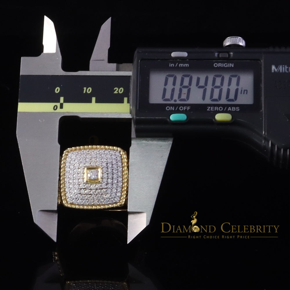 DiamondCelebritees Sterling Yellow Silver 3.00ct VVS 'D' Moissanite Square Rings Size 10 for Men's