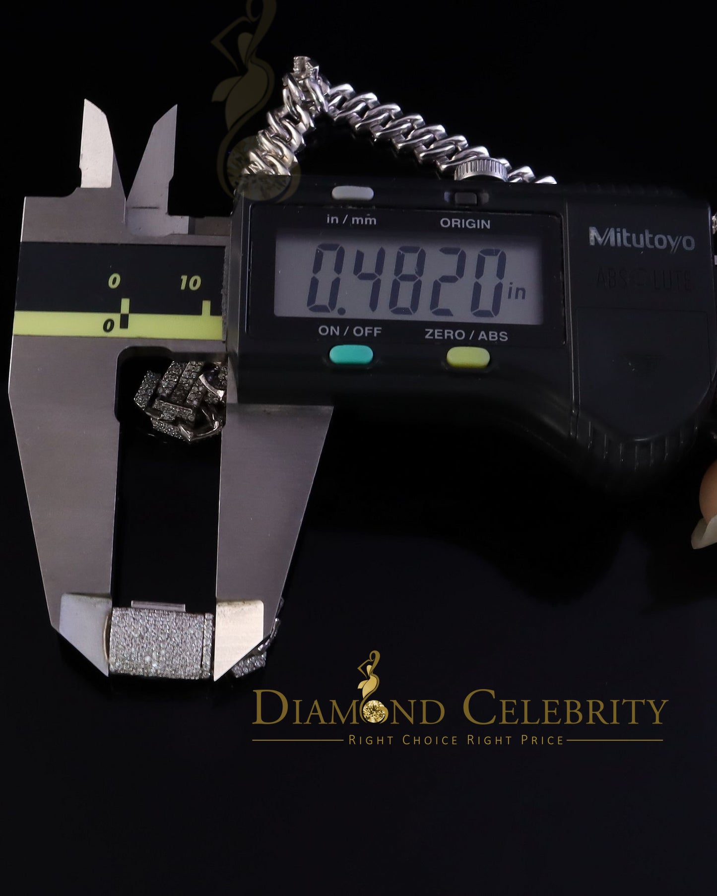Diamondcelebritees 925 Sterling Silver White Cuban Moissanite Bracelet Wdth 8mm Length sz 8.50inch