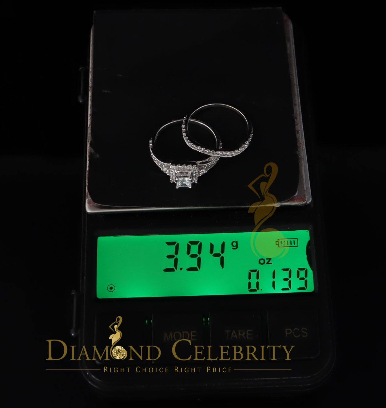 DiamondCelebritees 925 Sterling Yellow Silver 1.68ct Cubic Zirconia Square Ring Bridal Ring Size7