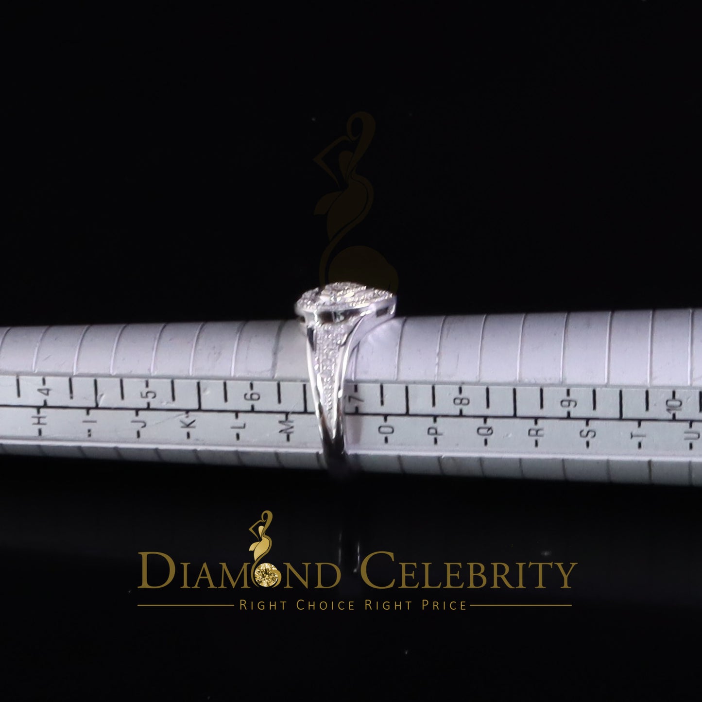 DiamondCelebritees 925 White Sterling Silver 0.15CT Diamond Shiny Engagement Heart Womens Ring SZ 7