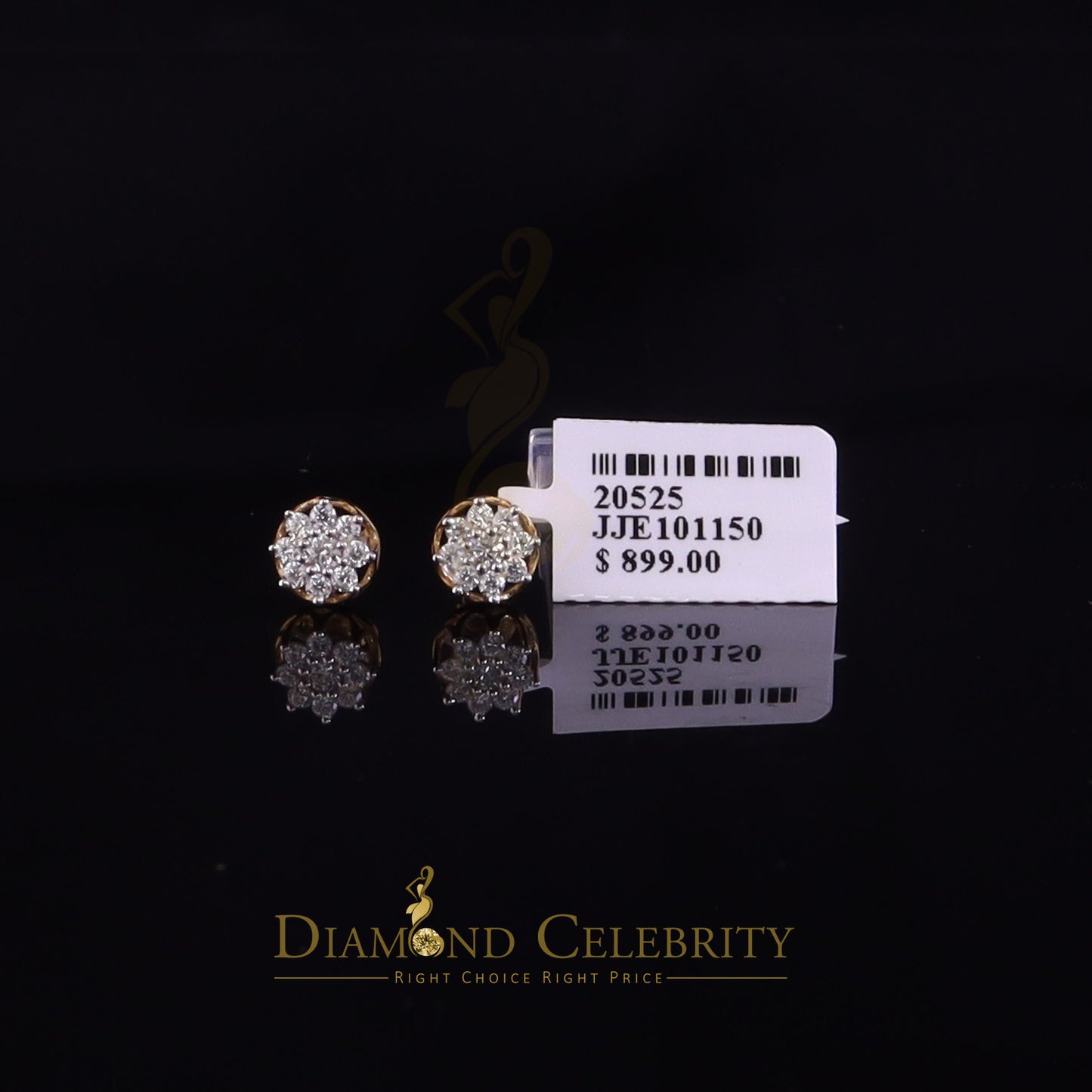 DiamondCelebritees 0.50ct Vvs 'D' Color Genuine Moissanite FLORAL Earrings 10k Real Yellow Gold