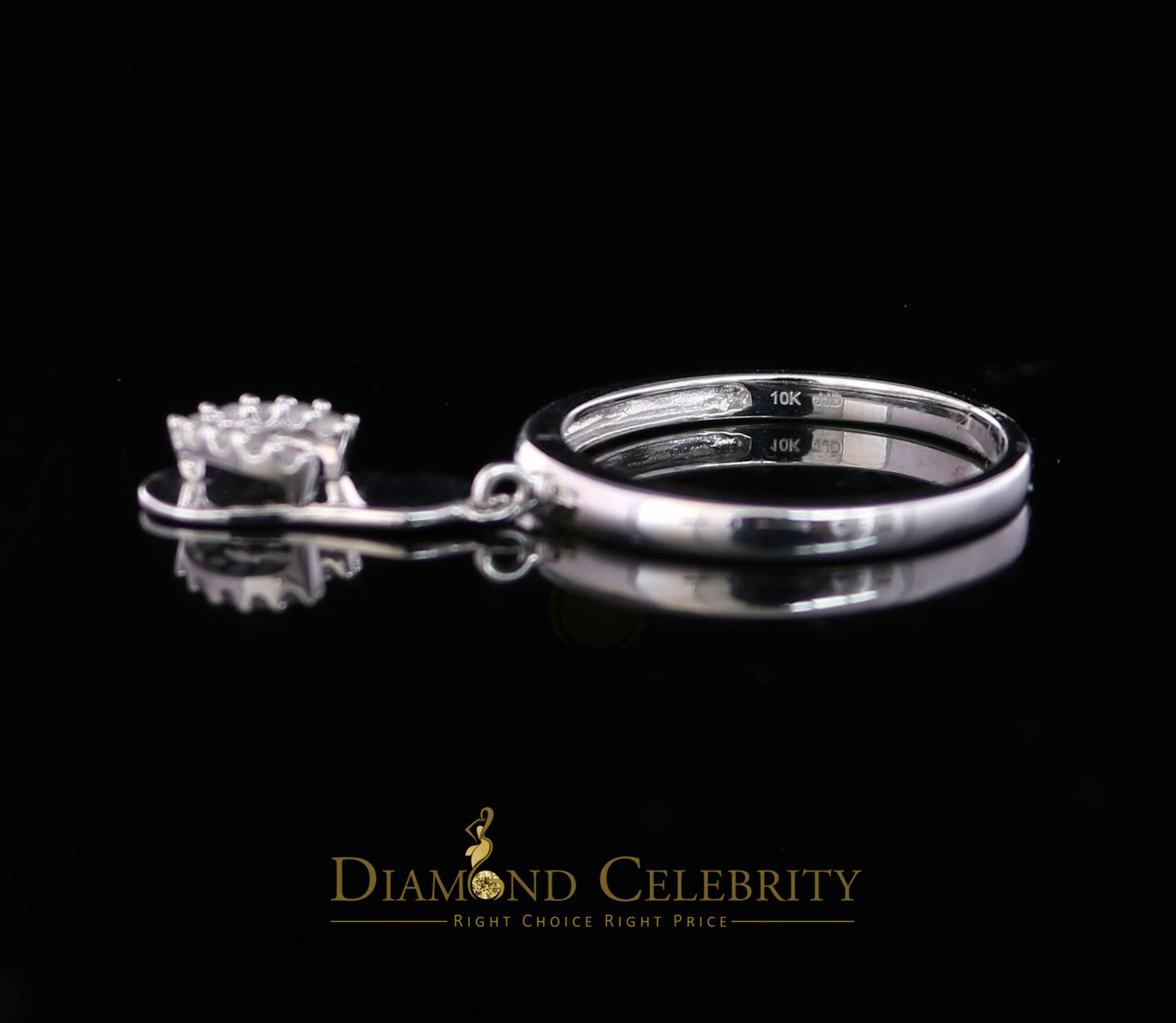 DiamondCelebritees Real 10kt White Gold with 0.08CT Real Diamond Slipper Style Style Ring size 7