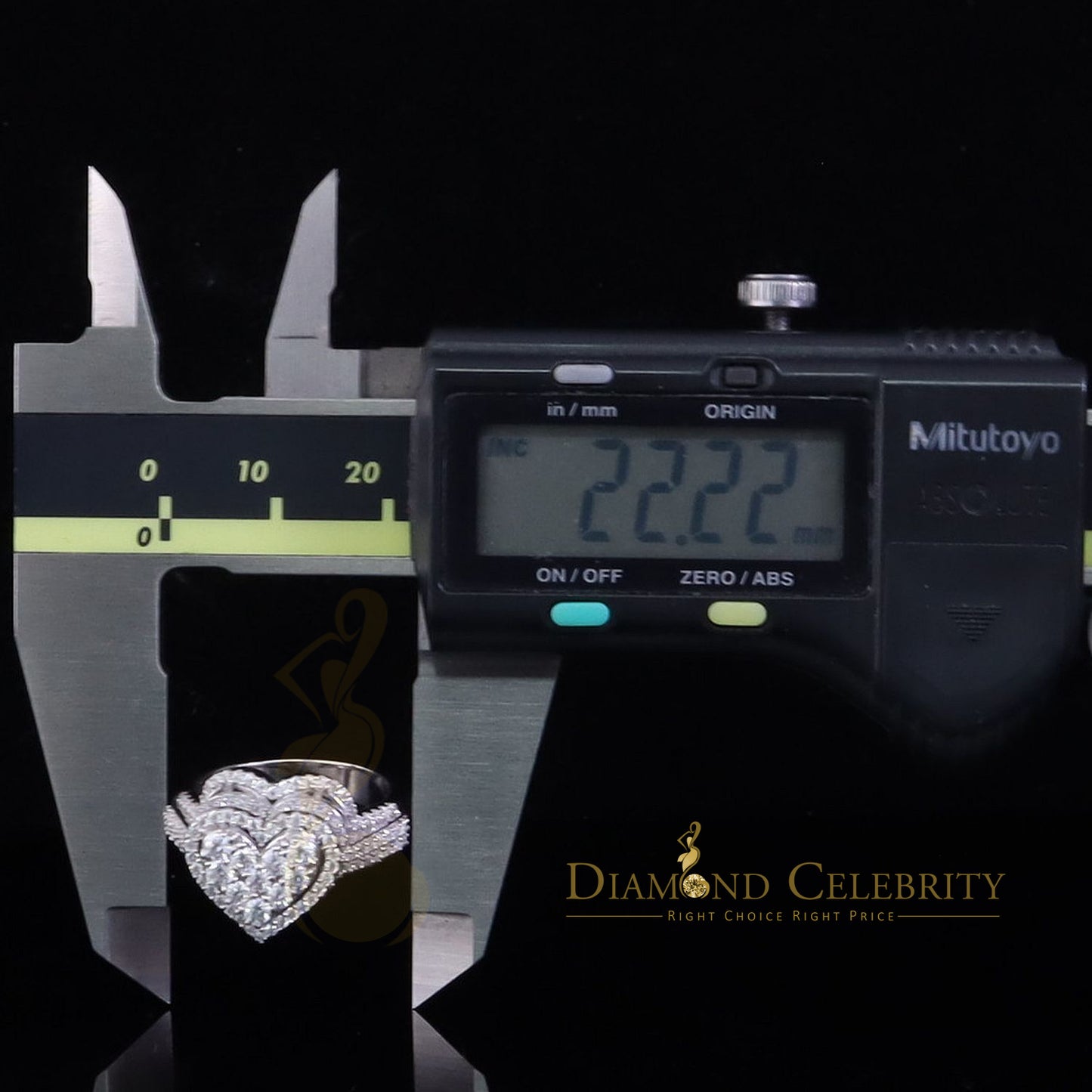 DiamondCelebritees 2.50CT Women's 925 Silver White VVS 'D' Moissanite 3D Heart Shape Ring Size7