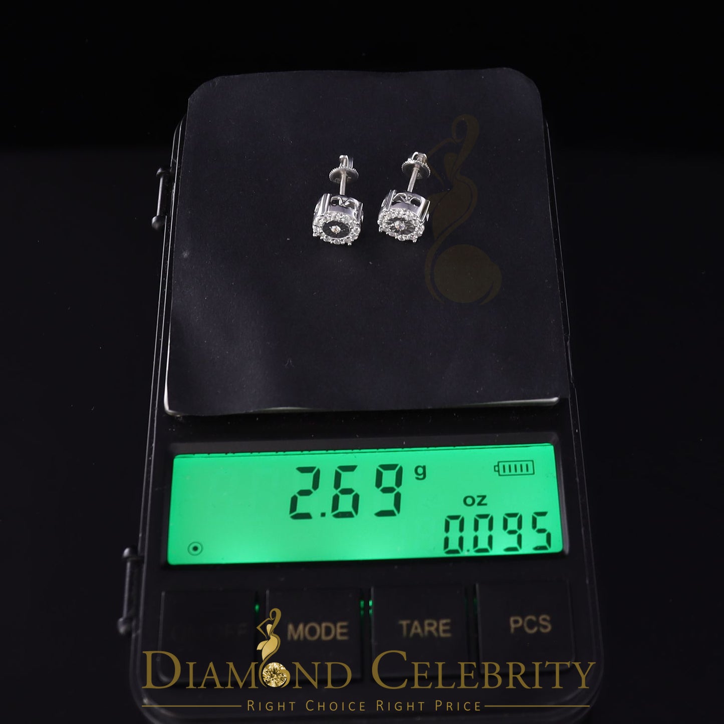 DiamondCelebritees White Silver 1.12ct Cubic Zirconia 925 Women's & Men's Hip Hop Square Earrings