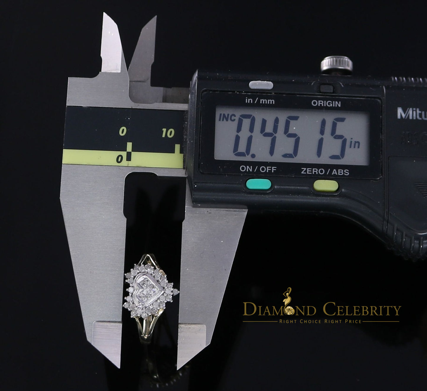 DiamondCelebritees Yellow Real 10 KTGold with 0.33 CT Real Diamond Heart Shape Womens Ring SZ 6.5