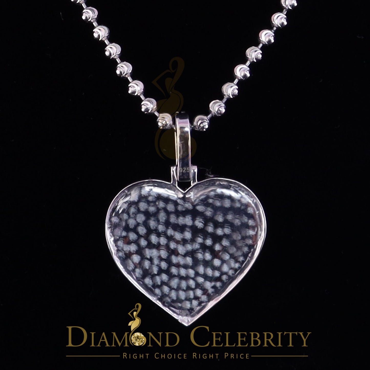 DiamondCelebritees Real 0.10ct Diamond 925 Sterling Silver "1.00" Heart PICTURE Charm White Pendant