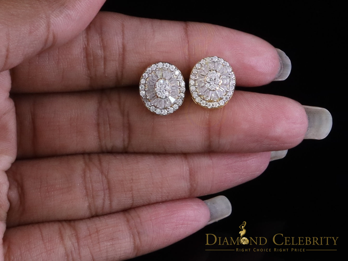 DiamondCelebritees 925 Yellow Silver 1.00ct VVS 'D' Moissanite Oval Stud Earring Men's/Womens