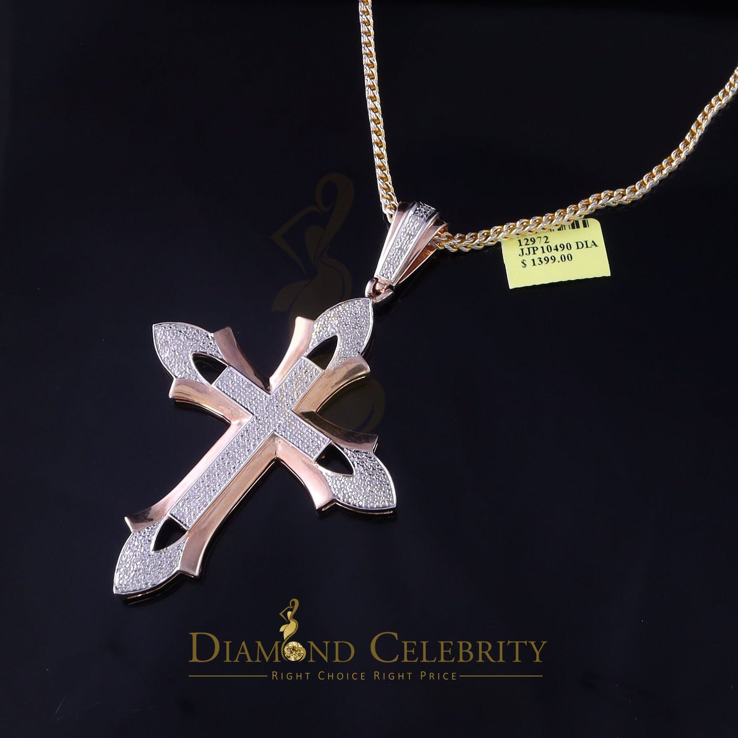 DiamondCelebritees Real 0.50ct Diamond Sterling Silver Cross Pendant