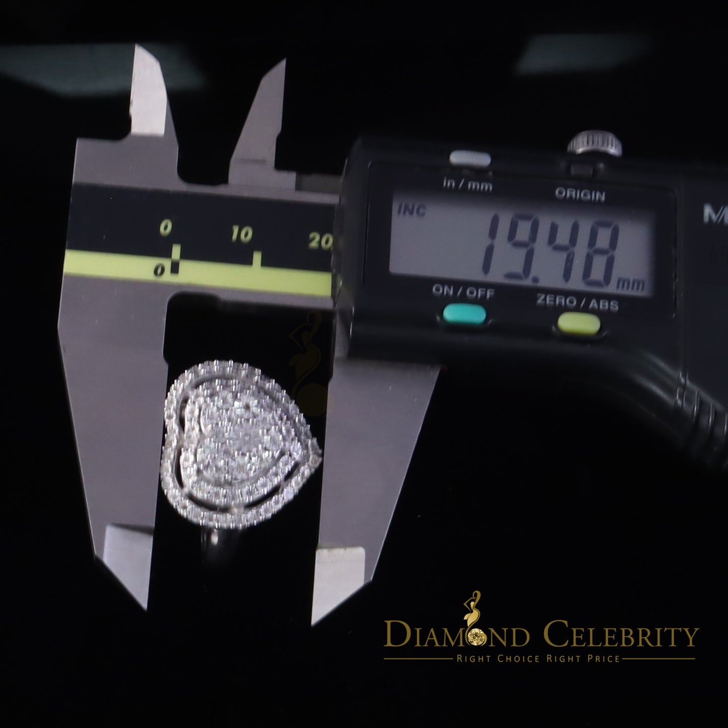 DiamondCelebritees New Big Heart Real Diamond 0.33ct White 925 Sterling Silver Women Charm Ring SZ8
