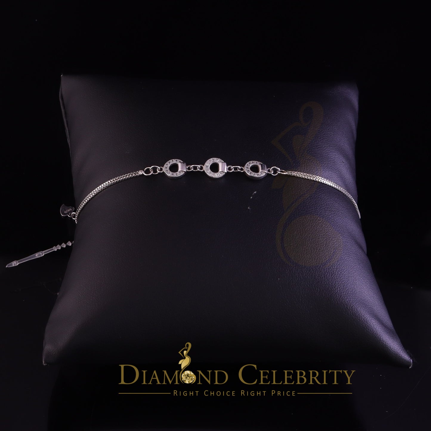 Diamondcelebritees 925 Sterling Silver Ladies Bracelet White with Cubic Zirconia Stone Size 7 Inch