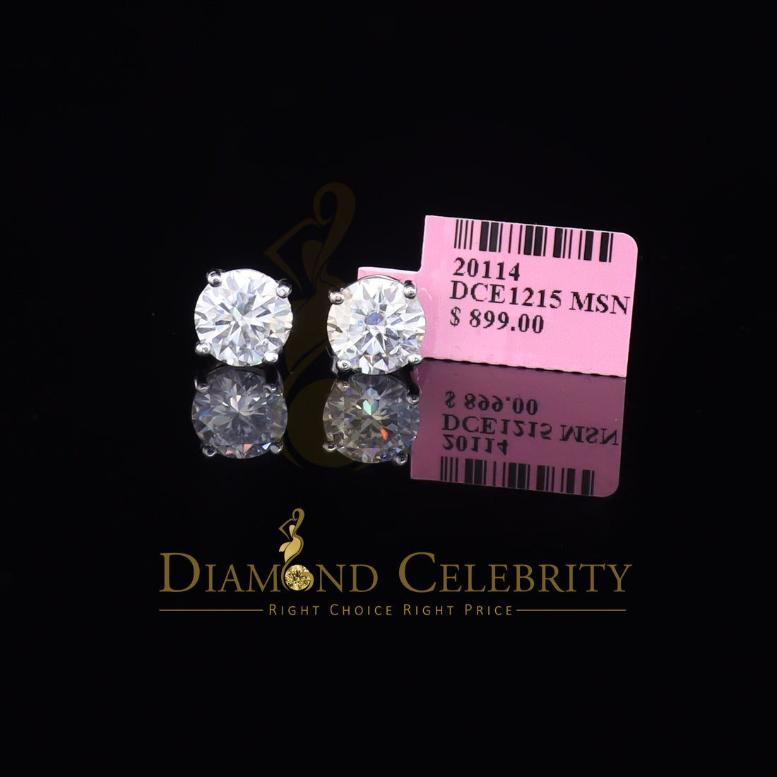 Diamondcelebritees Mens/Womens stud 925 silver White 4.50ct VVS 'D' Moissanite Stud Stud Earrings