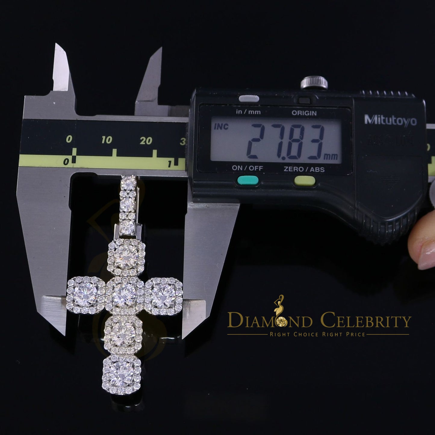 DiamondCelebritees White Sterling Silver 925 CROSS Pendant Shape Pendant with 8.03ct Cubic Zirconia