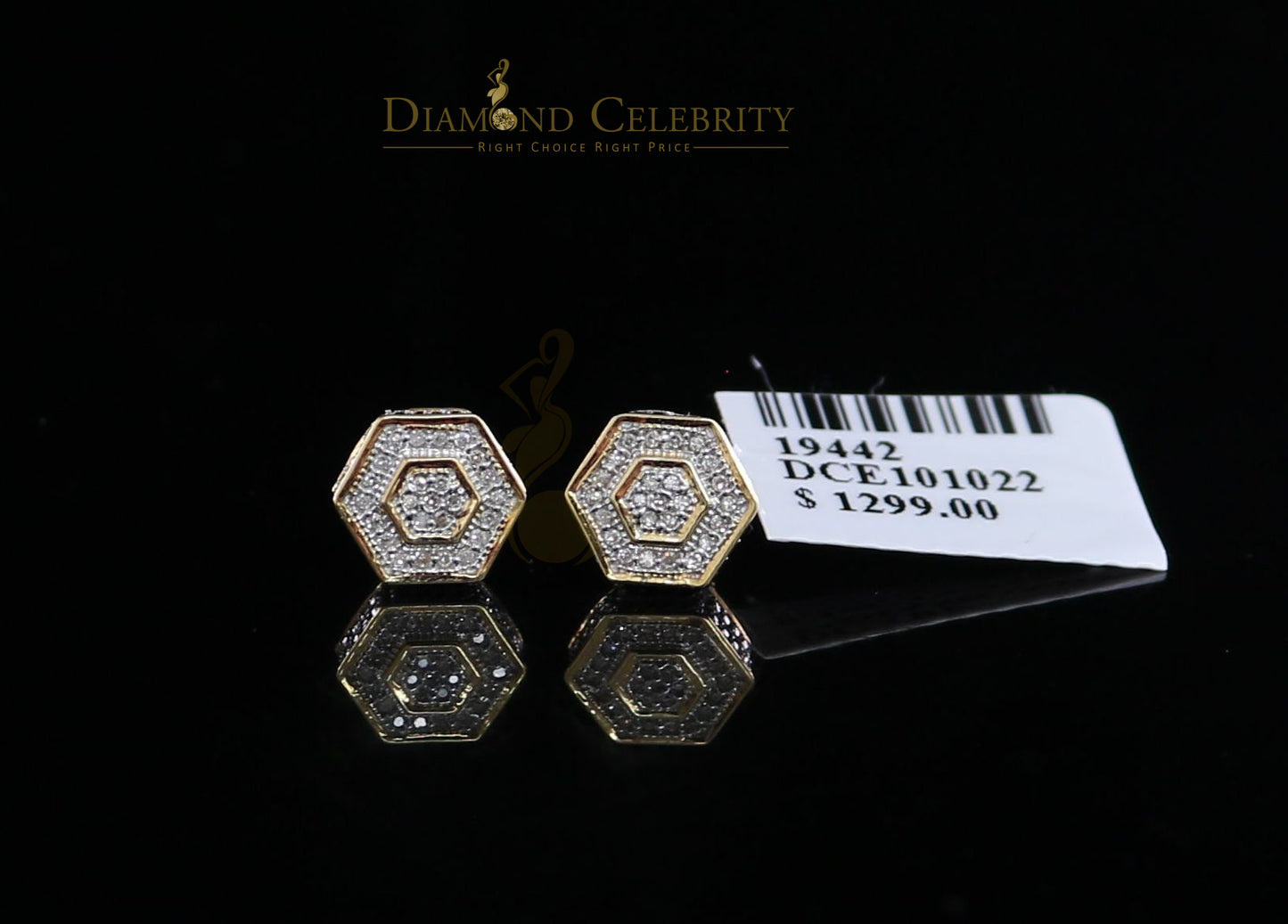 DiamondCelebriteesMen's/Women's stud Earrings 10K Real Yellow Gold with 0.10CT Real Diamonds