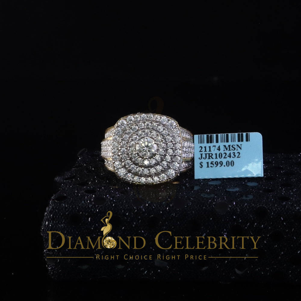 DiamondCelebritees Yellow Sterling Silver 6.50ct VVS 'D' Moissanite Round Men's Rings Size 10