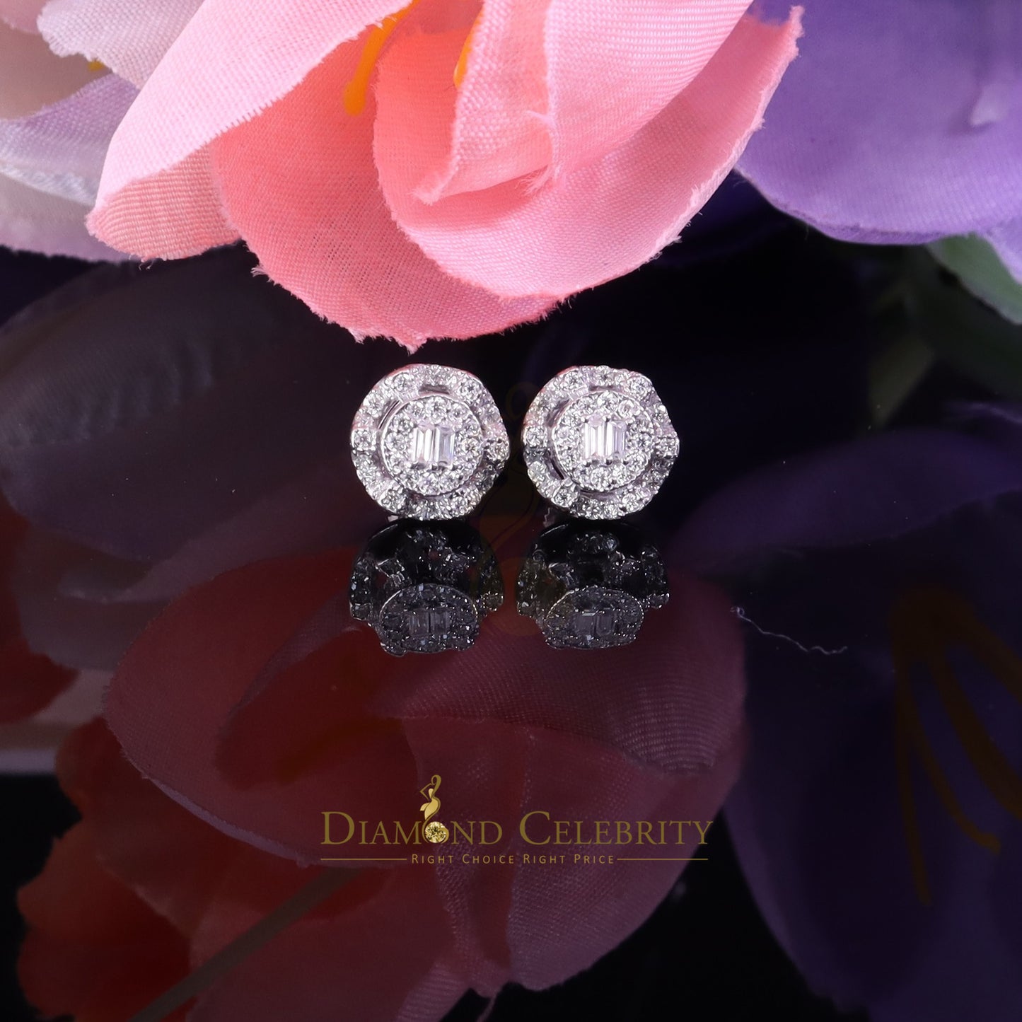 Diamondcelebritees Moissanite Round Stud Men's/Womens 925 Silver White 0.50ct VVS 'D' Earrings