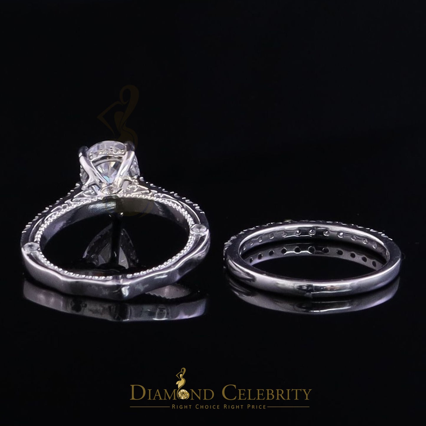 DiamondCelebritees 4.43ct White Cubic Zirconia 925 Sterling Silver Bridal Fashion Womens Ring SZ 7