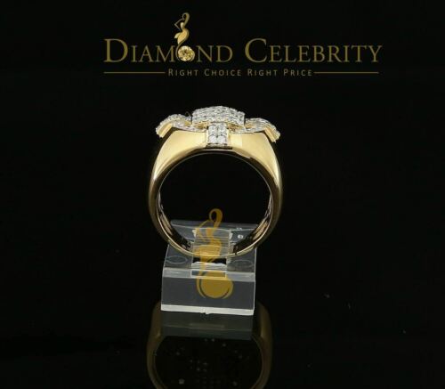 DiamondCelebritees Yellow Silver Square 1.70ct Cubic Zirconia Men Adjustable Ring From SZ 9 to 11