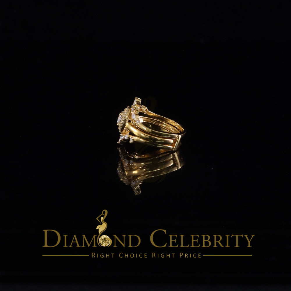 DiamondCelebritees 925 Silver Moissanite 1.66ct Women Enhancer Round Wrap Insert Ring SZ 7 Yellow