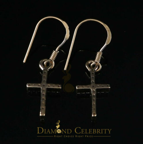 DiamondCelebritees Yellow 0.40ct Sterling 925 Silver Hip Hop Cross Dangling Women's & Men's Earring